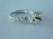 6376 RING STERLING SILVER THREE STONE, 8.5 MM & 2-4 MM, SIZE 8.5