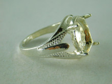 6375 RING STERLING SILVER, 12 X 10 MM OVAL FACETED GEMSTONE, SIZE 7.5