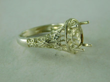 6371 RING  STERLING SILVER, FILIGREE  9X7 MM OVAL FACETED GEMSTONE, SIZE 6