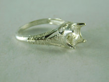 6370 RING STERLING SILVER SOLITAIRE, 8 TO 8.5 MM ROUND GEMSTONE, SIZE 6.25