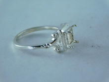 6368 RING STERLING SILVER SOLITAIRE , 6 MM SQUARE GEMSTONE, SIZE 6