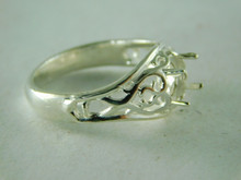 6367 RING STERLING SILVER, 6 MM ROUND FACETED OR CAB. SIZE 6.5 