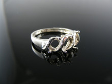 R128 RING SETTING STERLING SILVER, SIZE 8.5, 6x4MM OVAL 3 STONE