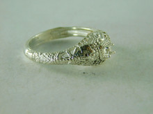 6364 RING STERLING SILVER SOLITAIRE, 3 MM ROUND FACETED GEMSTONE, SIZE 6.25