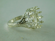 6361 RING STERLING SILVER , 14 X 12 MM CAB. OR FACETED GEMSTONE, SIZE 6.25