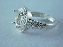 6362 RING STERLING SILVER, 9 X 7 MM OVAL GEMSTONE, SIZE 7