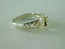 6353 RING STERLING SILVER, 7.5 MM ROUND AND 2-2 MM ACCENTS, SIZE 7.25