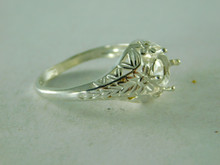 6354 STERLING SILVER RING SETTING, 6 MM ROUND FACETED GEMSTONE, SIZE 8