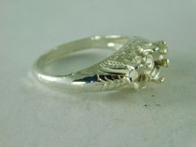 6355 STERLING SILVER RING SETTING, 6 MM & 2-4 MM ROUND FACETED GEMSTONES, SIZE  9