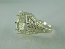 6388 STERLING SILVER RING SETTING 15 MM ROUND FACETED GEMSTONE, SIZE 8