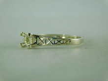 6390 STERLING SILVER FILIGREE RING SETTING, 4.5 MM PRINCESS OR  SQUARE GEMSTONE, SIZE 8