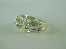 6392 STERLING SILVER 5 STONE RING SETTING, 1-6.5, 2-3.5, & 2-2.5 MM ROUND FACETED GEMSTONE, SIZE 9