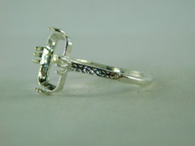 6395 STERLING SILVER RING SETTING, 12X10 MM FACETED OR EMERALD SHALLOW CUT GEMSTONE, SIZE 8.5