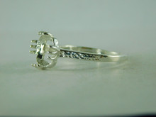 6396 STERLING SILVER RING SETTING, 10X8 MM EMERALD SHALLOW CUT, FACETED OR CABOCHON GEMSTONE, SIZE 8.5