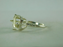 6397 STERLING SILVER RING SETTING, 14X10 MM EMERALD SHALLOW CUT, FACETED OR CABOCHON GEMSTONE, SIZE 9.25