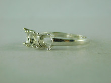 6400 STERLING SILVER RING SETTING,  3 STONE 6 MM ROUND FACETED GEMSTONE, SIZE 9.25