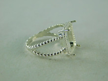 6401 STERLING SILVER RING SETTING, 12X10 MM EMERALD CUT CABOCHON GEMSTONE, SIZE 8.25