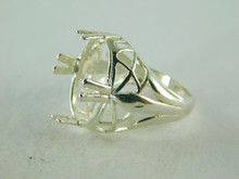 6408 STERLING SILVER FILIGREE RING SETTING, 16X12 OVAL FACETED GEMSTONE, SIZE 6.5