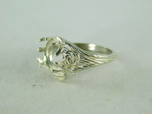 6409 STERLING SILVER RING SETTING, 9 MM ROUND CABOCHON GEMSTONE, SIZE 8