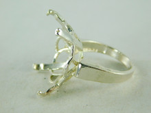 6410 STERLING SILVER FILIGREE RING SETTING, 22X16 MM EMERALD CUT FACETED GEMSTONE, SIZE 8.25