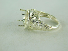 6417 STERLING SILVER FILIGREE RING SETTING, 11X9 MM OVAL FACETED GEMSTONE, SIZE 6.5