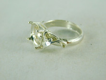 6418 STERLING RING SETTING, 10 MM ROUND FACETED GEMSTONE, SIZE 5.5