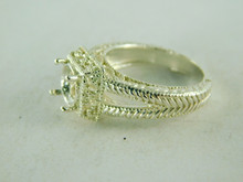 6420 STERLING SILVER FILIGREE RING SETTING, 7 MM ROUND FACETED GEMSTONE, SIZE 7.5