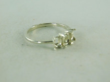 6423 STERLING SILVER RING SETTING,  3 STONE, 1 - 6X4 MM & 2 - 5X3 MM ACCENTS OVAL FACETED GEMSTONE, SIZE 8.25