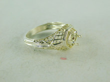 6427 STERLING SILVER FILIGREE RING SETTING, 4.5 MM ROUND FACETED GEMSTONE, SIZE 6.75