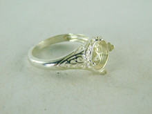6429 STERLING SILVER FILIGREE RING SETTING, 10 MM ROUND CABOCHON GEMSTONE, SIZE 6.25