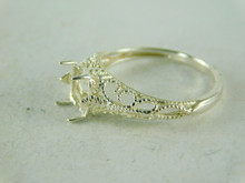 6431 STERLING SILVER FILIGREE RING SETTING, 7 MM SQUARE OR PRINCESS FACETED OR CABOCHON GEMSTONE, SIZE 6.75