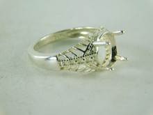 6438 STERLING SILVER FILIGREE RING SETTING,  9X7 MM OVAL FACETED GEMSTONE, SIZE 6.25