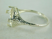6439 STERLING SILVER FILIGREE RING SETTING, 12 MM ROUND FACETED GEMSTONE, SIZE 11.25