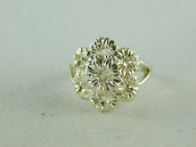 6442 STERLING SILVER RING SETTING,  7 STONE, 1 - 3 MM & 6 - 2.5 MM ROUND FACETED GEMSTONE, SIZE 8.25