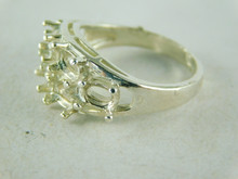 6443 STERLING SILVER RING SETTING, 6 STONE, 6 - 5X4 MM OVAL FACETED OR CABOCHON GEMSTONE, SIZE 7.25