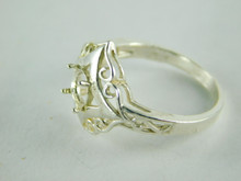6450 STERLING SILVER RING SETTING, 6 MM ROUND FACETED GEMSTONE, SIZE 7.25