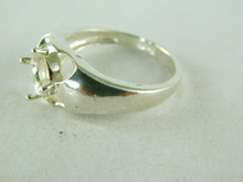 6452 STERLING SILVER RING SETTING, 8 MM ROUND FACETED GEMSTONE, SIZE 9.25
