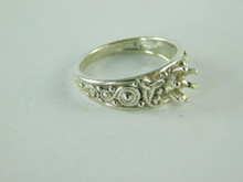 6454 STERLING SILVER RING SETTING, 6 MM ROUND FACETED GEMSTONE, SIZE 9