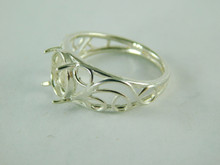 6455 STERLING SILVER FILIGREE RING SETTING, 10X8 MM OVAL CABOCHON GEMSTONE, SIZE 8.75