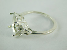 6458 STERLING SILVER RING SETTING, 5 STONE 1 - 12X10 MM OVAL & 4 - 3 MM ROUND FACETED GEMSTONE, SIZE  8