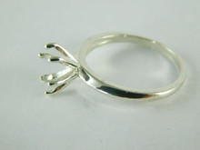 6459 STERLING SILVER RING SETTING, 7.5 MM ROUND FACETED GEMSTONE, SIZE 8.5