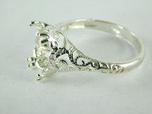 6462 STERLING SILVER FILIGREE RING SETTING, 12X10 MM OVAL FACETED GEMSTONE, SIZE 10.5