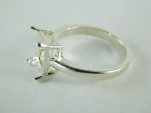 6463 STERLING SILVER RING SETTING, 10X8 EMERALD CUT FACETED GEMSTONE, SIZE 7.75