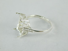 6467 STERLING SILVER RING SETTING, 14X10 MM EMERALD CUT FACETED GEMSTONE, SIZE 9.5