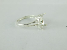 6473 STERLING SILVER RING SETTING, 12X10 MM OVAL FACETED GEMSTONE, SIZE 7.5