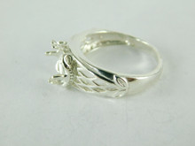 6476 STERLING SILVER FILIGREE RING SETTING, 9 MM ROUND FACETED GEMSTONE, SIZE 8.5