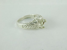 6479 STERLING SILVER RING SETTING, 7.5 MM ROUND FACETED GEMSTONE, SIZE 6.75