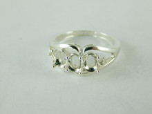 6480 STERLING SILVER RING SETTING, 5 STONE, 3 - 5X4 MM OVAL & 2 - 1.7 MM ROUND FACETED GEMSTONE, SIZE 7.75