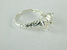 6482 STERLING SILVER RING SETTING, 10 MM ROUND FACETED GEMSTONE, SIZE7.75