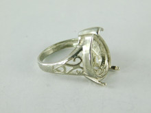 6483 STERLING SILVER FILIGREE RING SETTING, 17X12 MM PEAR FACETED GEMSTONE, SIZE 7.25